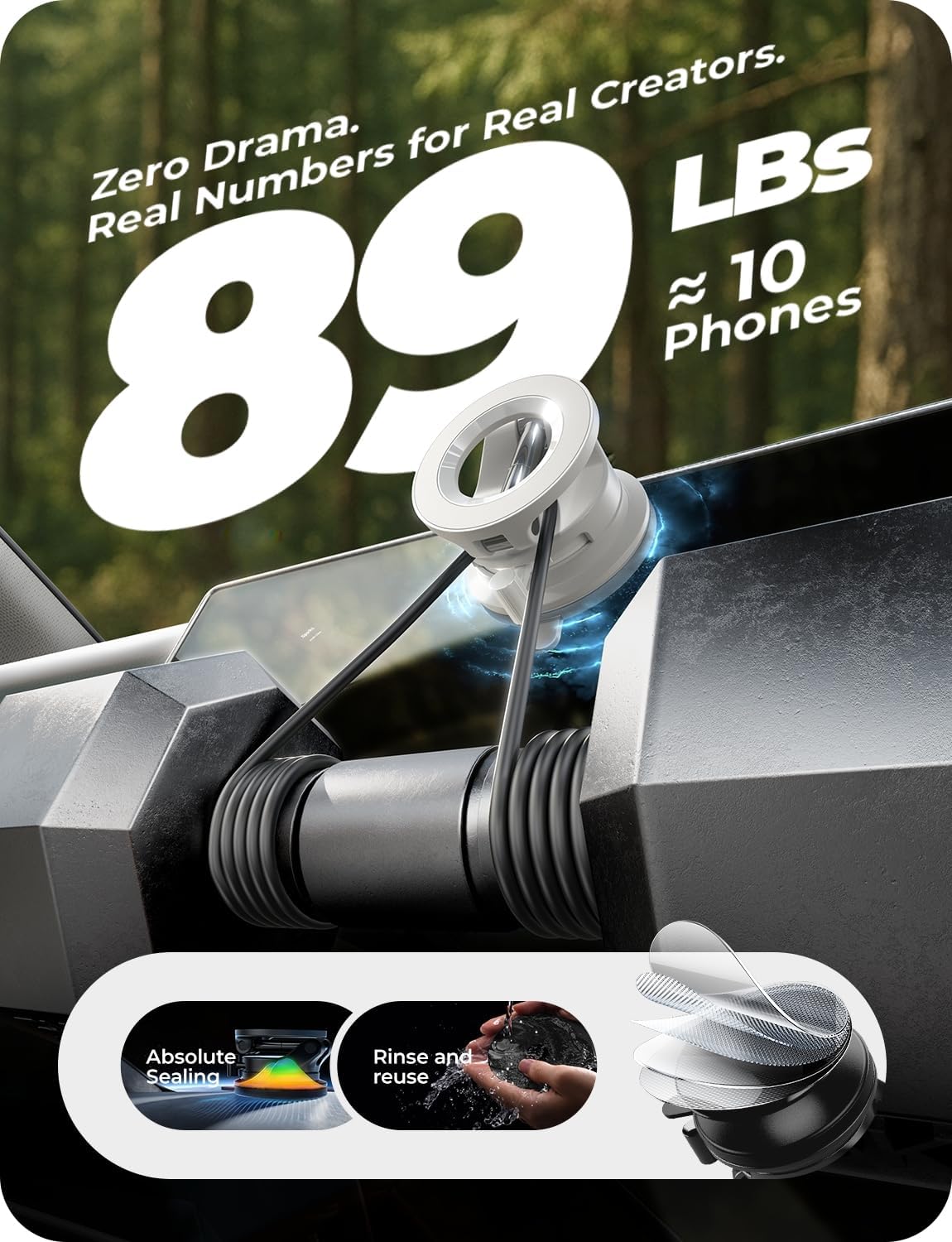 LISEN for MagSafe Car Mount [3800gf Strong Magnet&90+LBS Suction] 360° Adjustable Vacuum Magnetic Phone Holders for Your Car, for iPhone 18 Pro Max 17 16 15 Car Accessories Women Men Smartphone White