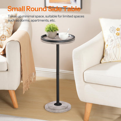 HOOBRO Small Round Side Table, Drink Table, Coffee Martini Table with Pedestal Accent for Small Spaces in Living Room, Bedroom, Sofa Couch, Rustic Brown BF168BZ01