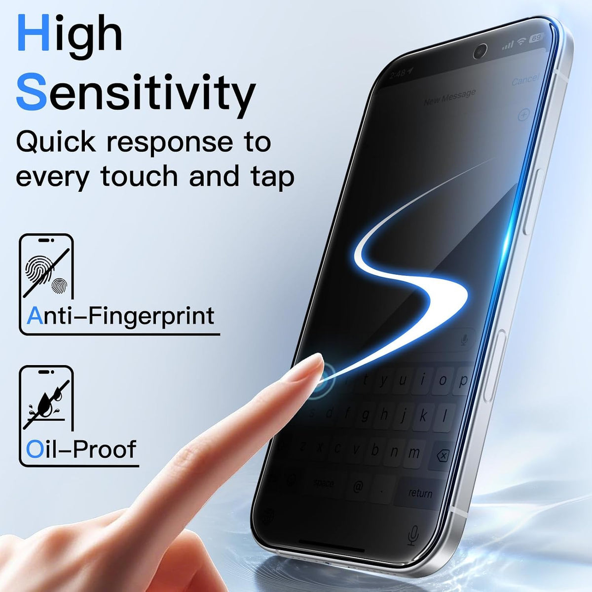 JETech Privacy Screen Protector for iPhone 16 Pro Max, 2-Pack