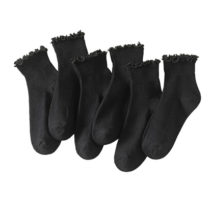 Hstyle 6 Pairs of Ruffle Socks Women, Cute Ruffle Ankle Socks