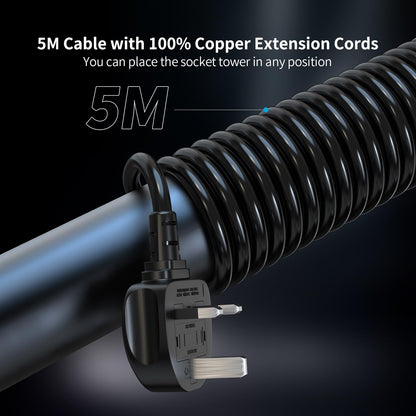 HAFINO Tower Extension Lead with USB Slots, PD18W USB C Fast Charger, 1.8M