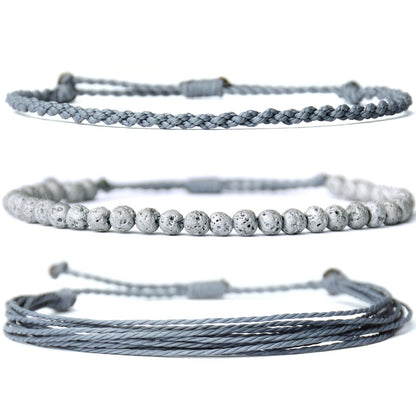 Mezcla Vida Handmade Natural Stone Beaded Healing Bracelet Gift for Men Adjustable Rope String Bracelet