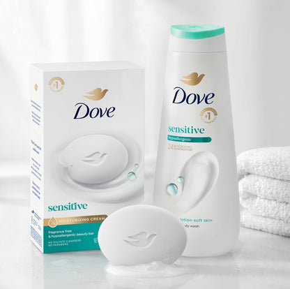 Dove Sensitive Beauty Bar Soap, Fragrance Free, 8 Count, 3.75 oz