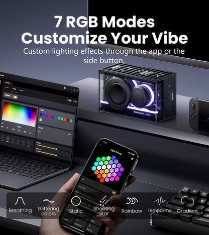Edifier QD25 Bluetooth Speaker | Portable Desktop Audio, 25W (RMS) Dynamic Sound, Hi-Res Audio, Splendid Light Effects, 15H Playtime, Bluetooth 6.0, Wireless Stereo Pairing, White