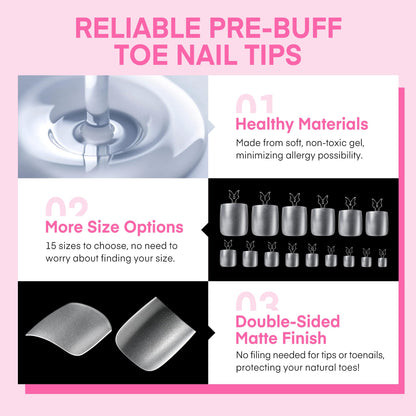 UNA GELLA Short Sharp Square Nail Tips 504pcs X-Soft Flat Square Nails