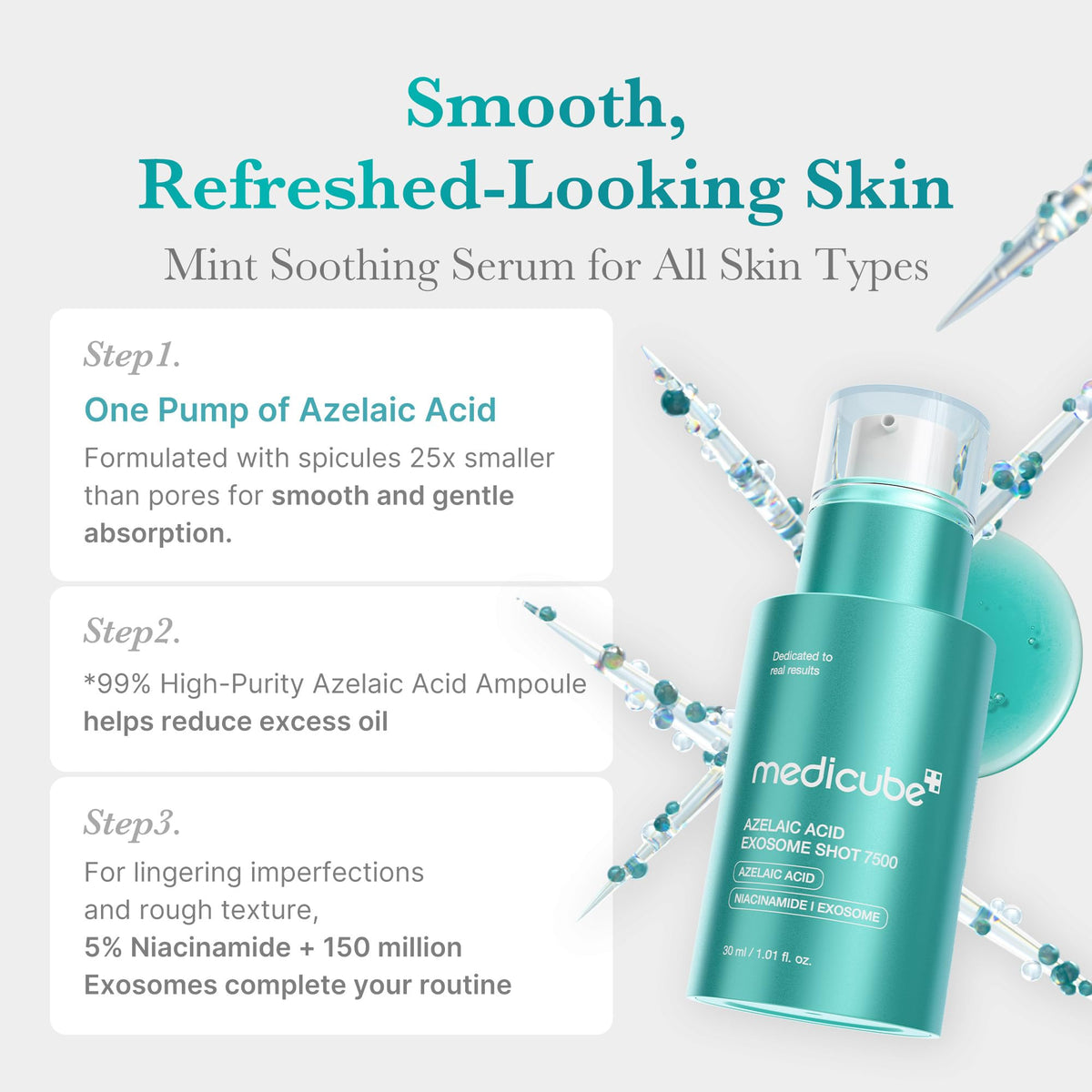 medicube Exosome Shot Zero 2,000 PPM Spicule Facial Serum For Pores & Sebum
