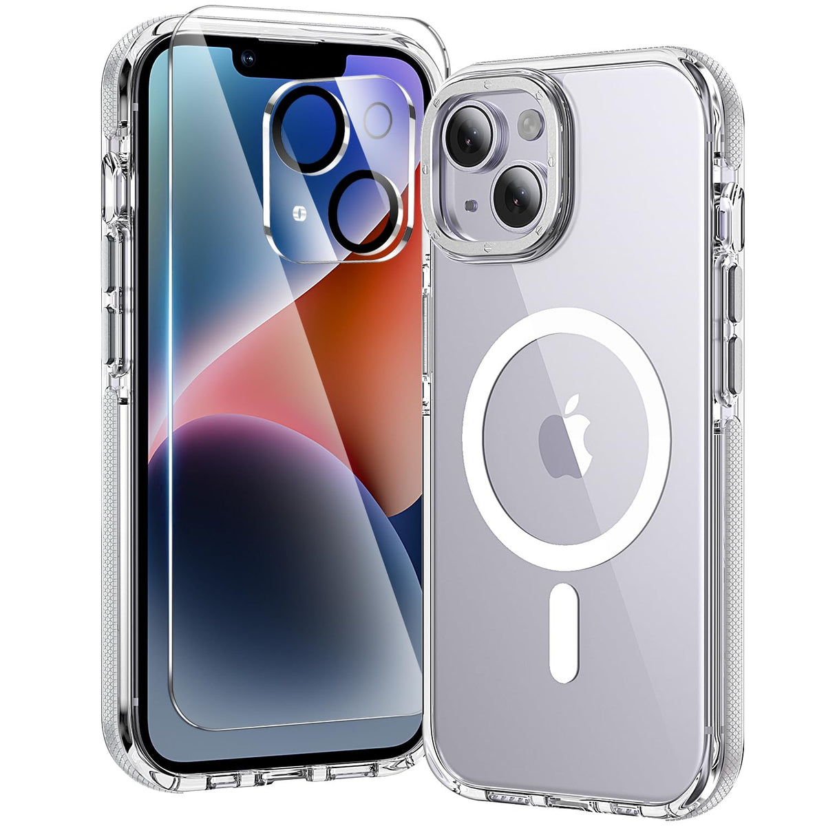 toushion 3 in 1 for iPhone 15 Plus Case Transparent