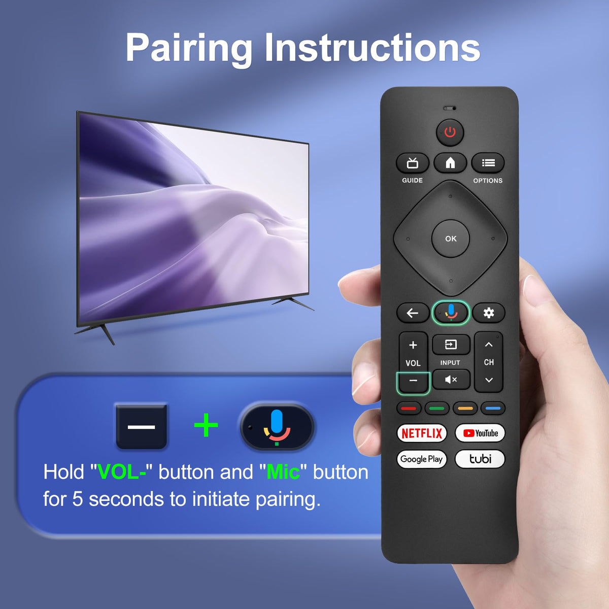 Replacement for Samsung TV Remote, for All 2018-2024 Samsung Remote Control for Smart TV with Voice Control. No Solarcell. 2-Year Warranty.