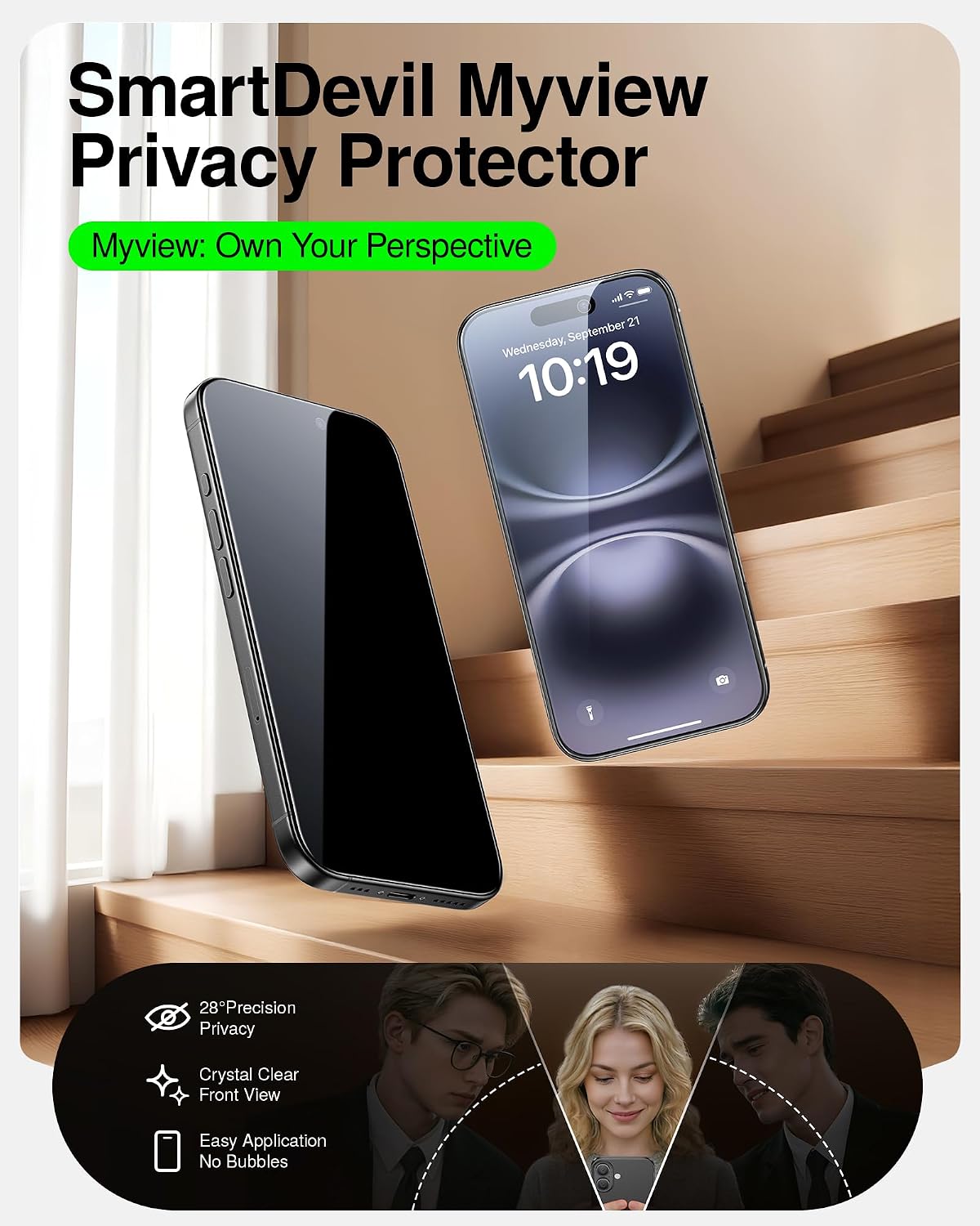 SMARTDEVIL 2 Pack Tempered Glass for iPhone 15 Pro Screen Protector