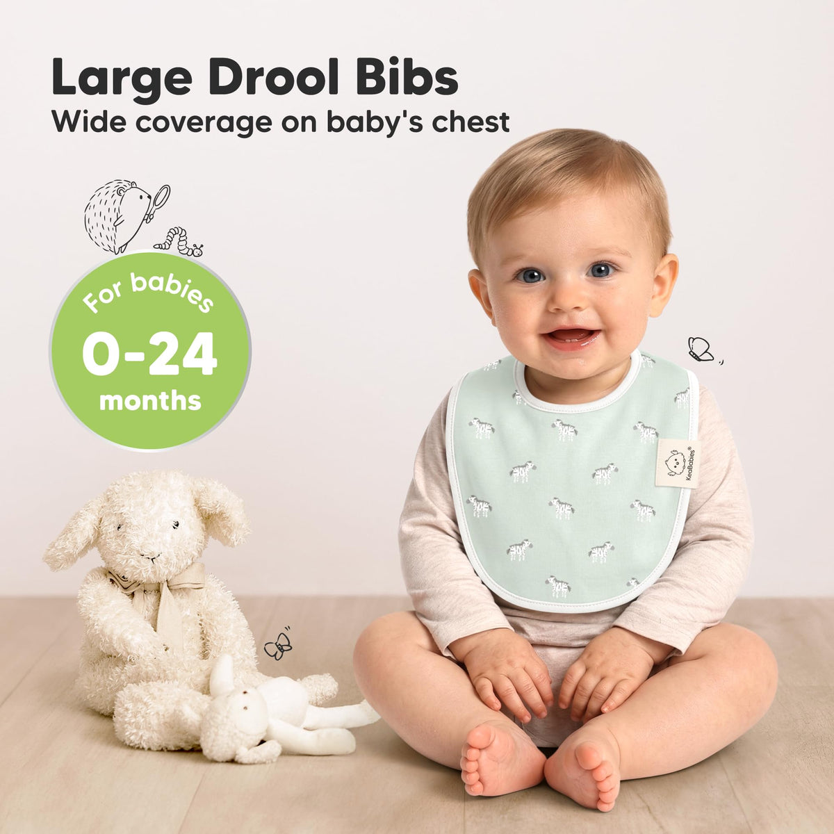 KeaBabies 8-Pack Organic Baby Bibs for Drooling and Teething (Sweet Charm)