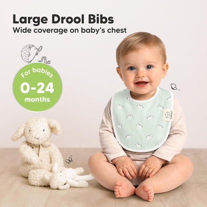 KeaBabies 8-Pack Organic Baby Bibs for Drooling and Teething (Sweet Charm)