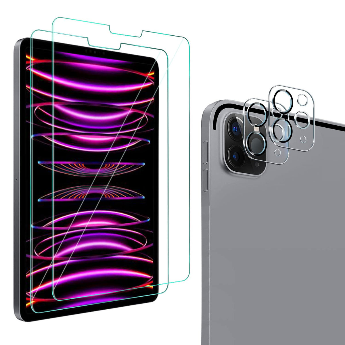 QHOHQ 3 Pack Screen Protector for iPhone 14 Plus 6.7 Inch with 3 Pack Tempered Glass Camera Lens Protector, Ultra HD, 9H Hardness, Case Friendly [Easy to Install Frame]