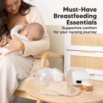Organic Nursing Pads, 14 Washable Breast Pads,Wash Bag (Neutrals, XL 5.6")