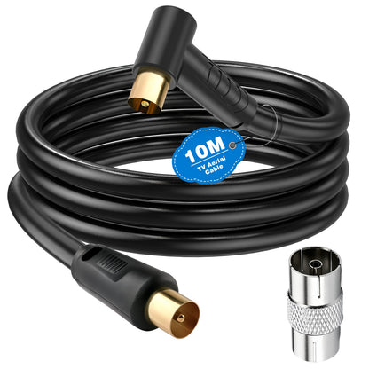 Ancable TV Aerial Cable with Coaxial Adapter 5M Black TV Ariel Lead
