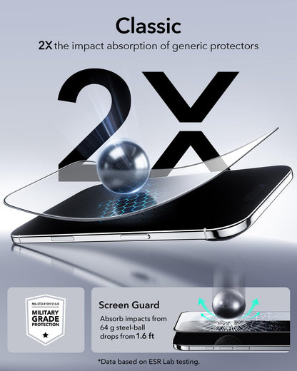 ESR 3 Pack for iPhone 17 Pro Max Screen Protector, Classic Clear
