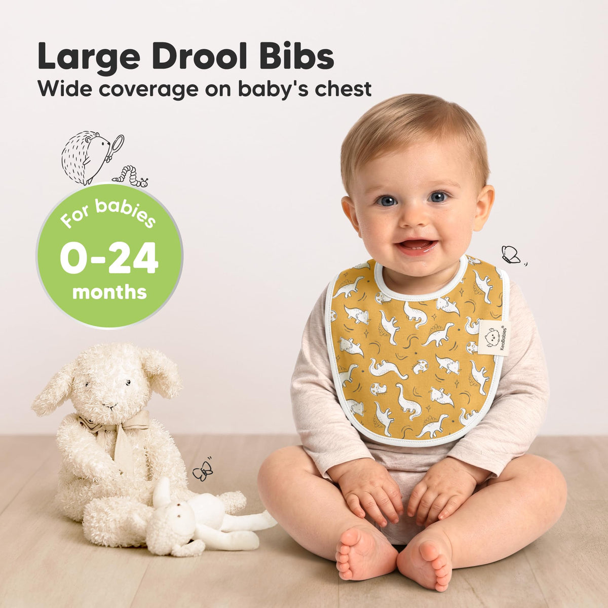 KeaBabies 8-Pack Organic Baby Bibs for Drooling and Teething (Sweet Charm)