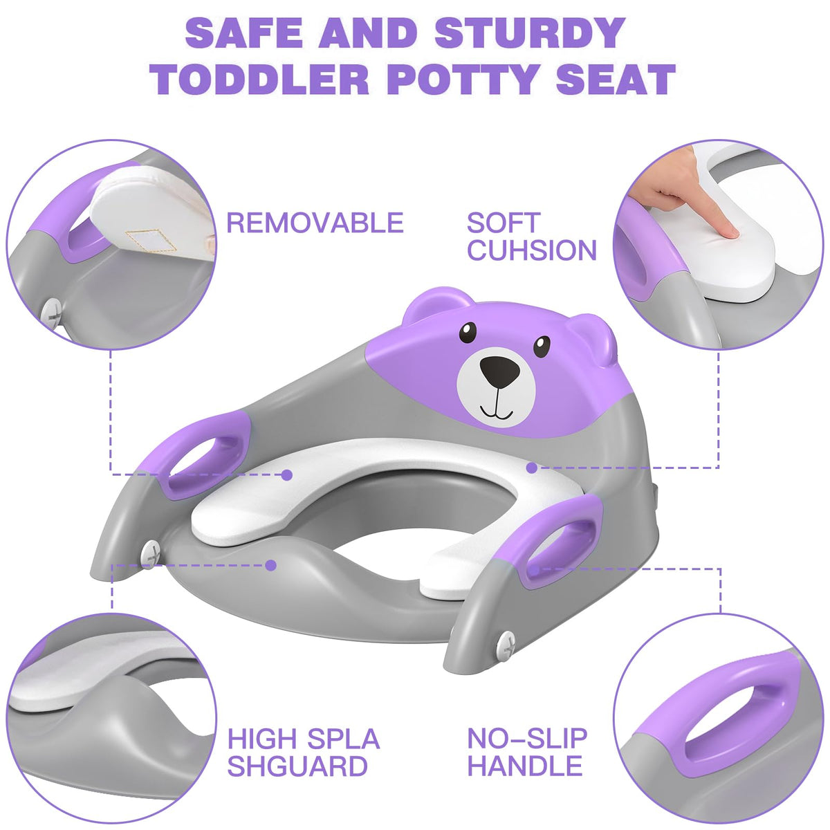 Potty Training Toilet for Toddlers, 2-in-1 Potty Training seat, Anti-Slip (Chocolate, Bear)