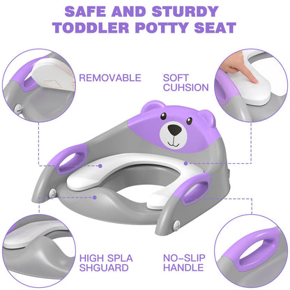 Potty Training Toilet for Toddlers, 2-in-1 Potty Training seat, Anti-Slip (Chocolate, Bear)