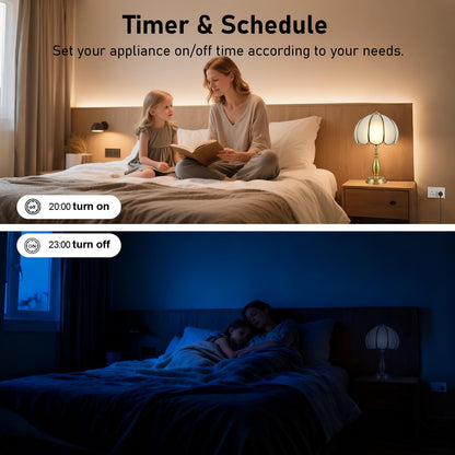 Smart Plug, TVLIVE 4 Pack Smart Plugs Work that with Alexa (Echo/Echo Dot), Google Home Voice Control, Energy Monitoring, Remote Control, Timer & Schedule Function, Device Sharing, Wifi Plug Socket UK