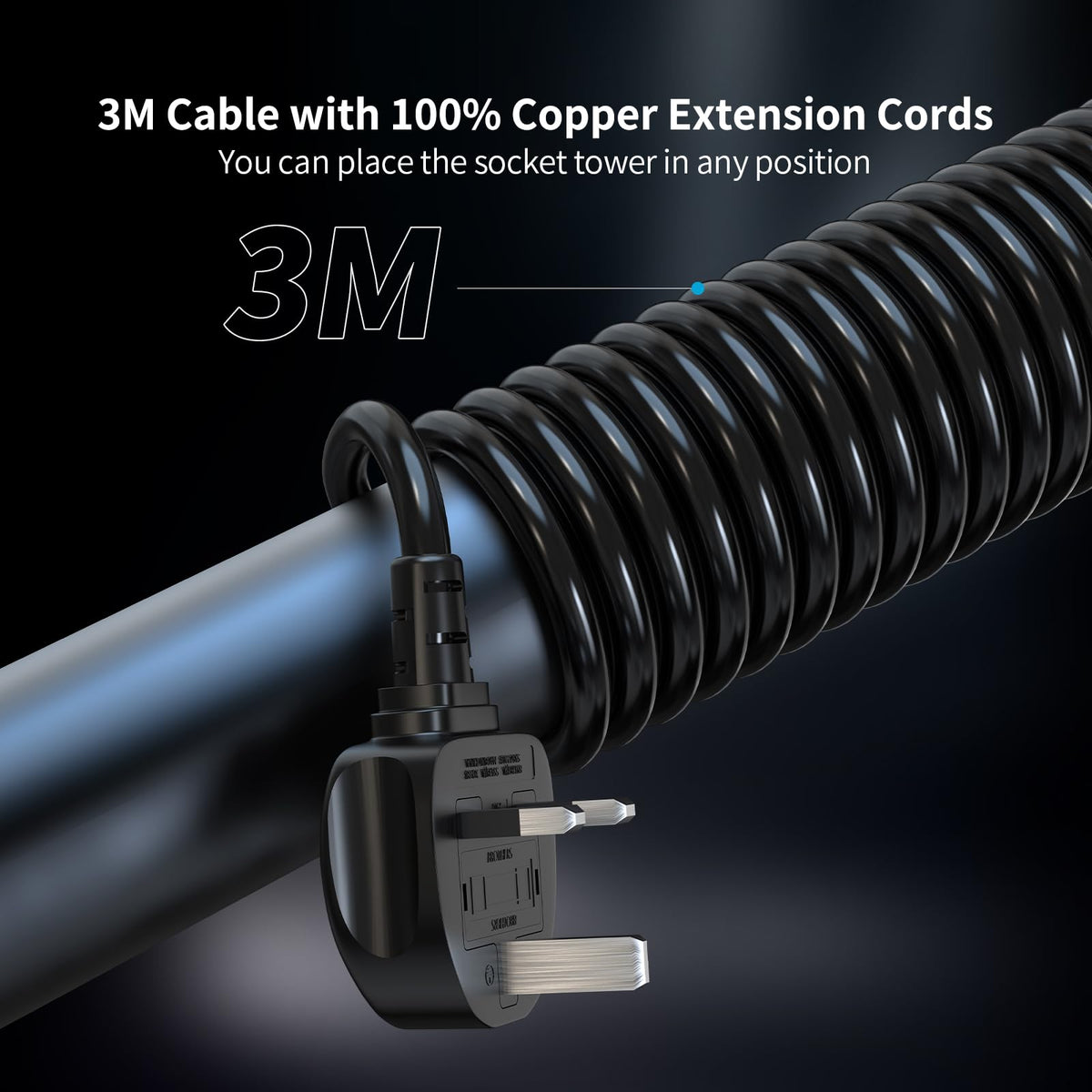HAFINO Tower Extension Lead with USB Slots, PD18W USB C Fast Charger, 1.8M