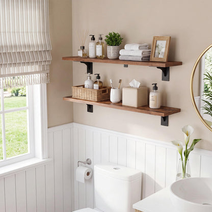 HOOBRO Floating Shelves for Wall, 15.7" Wall Mounted Shelves Set of 2