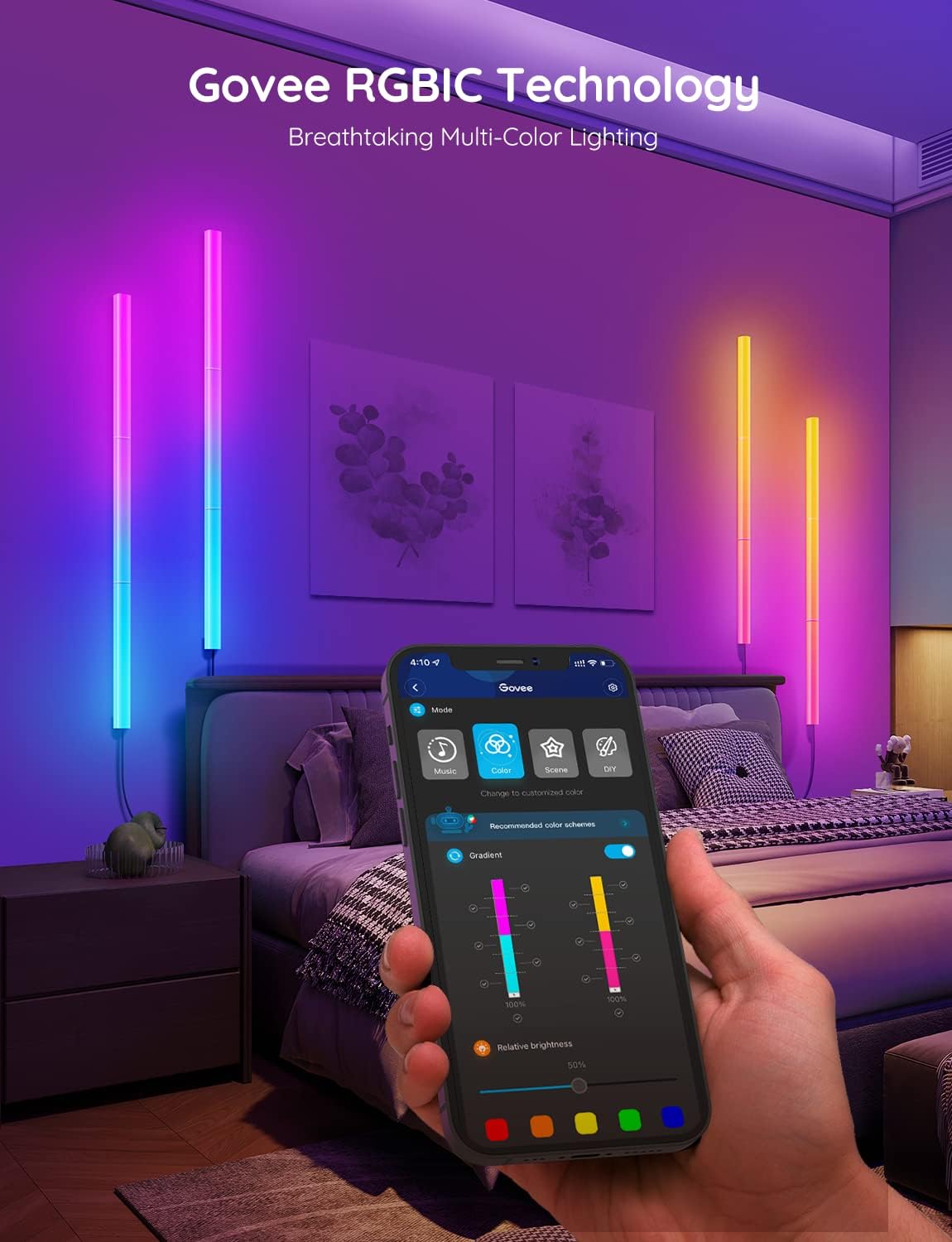 Govee Glide Wall Lights, Smart Gaming Light Bar, Compatible with Alexa