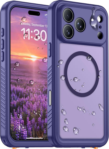 Temdan Compatible with iPhone 17 Pro Case,Waterproof Built-in Screen & Camera Protector IP68 Underwater Full Body 17FT Military Dropproof Shockproof Phone Case 6.3"-Blue/Clear