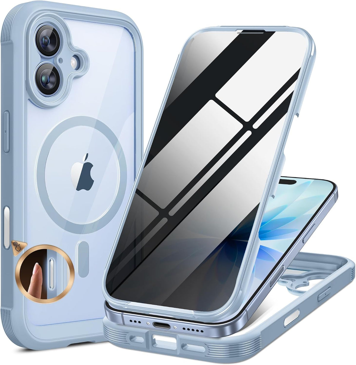 Miracase for iPhone 17 Pro Privacy Series Case, Magsafe, Deep Blue