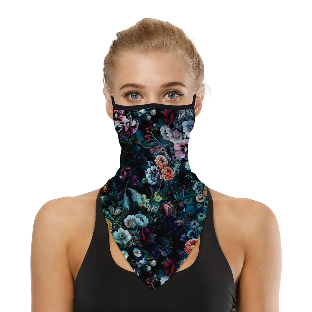 YAYOUREL Neck Gaiter Face Mask Bandanas for Men Women UV Face Scarf Cover Ear Loop Hole Facemask for Fishing Running Cycling