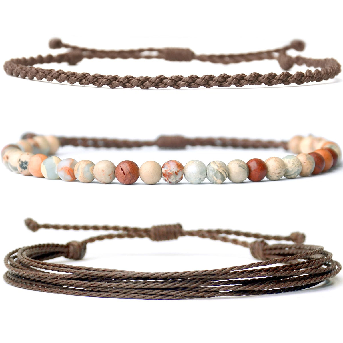 Mezcla Vida Handmade Natural Stone Beaded Healing Bracelet Gift for Men Adjustable Rope String Bracelet