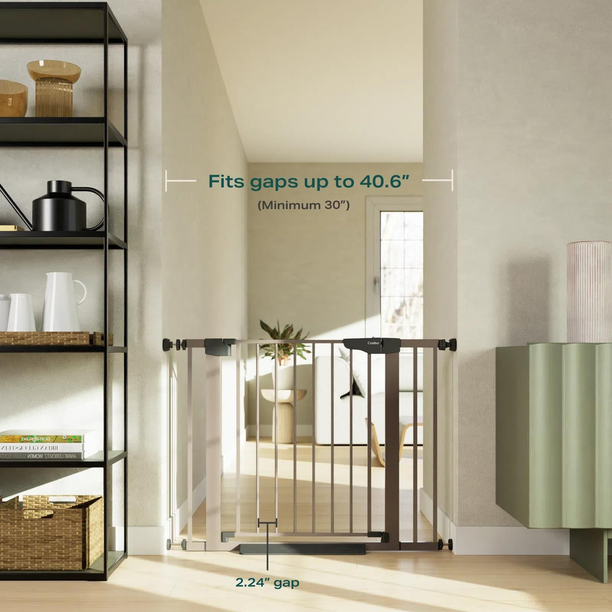 Cumbor 29.7-51.5 in Extra Wide Baby Gate for Stairs, Dog Gate Indoor Black