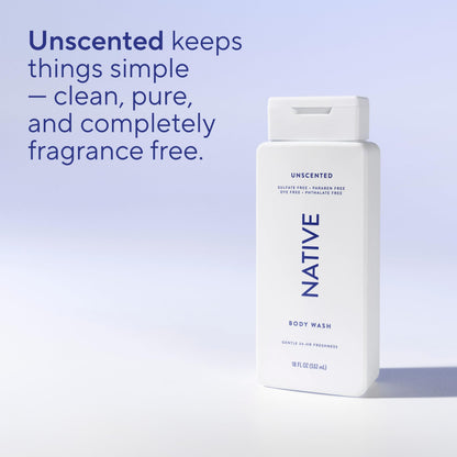 Native Clean Body Wash for Women & Men, Powder & Cotton Scent, 18 fl oz