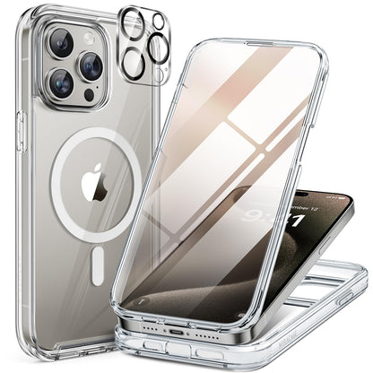 Miracase for iPhone 17e Case & iPhone 16e Case, Full-Body Phone with Built-in Glass Screen Protector, [Magnetic with MagSafe] Military Drop Proof 17 E/ 16 E Cover Bumper 6.1 inch, Black