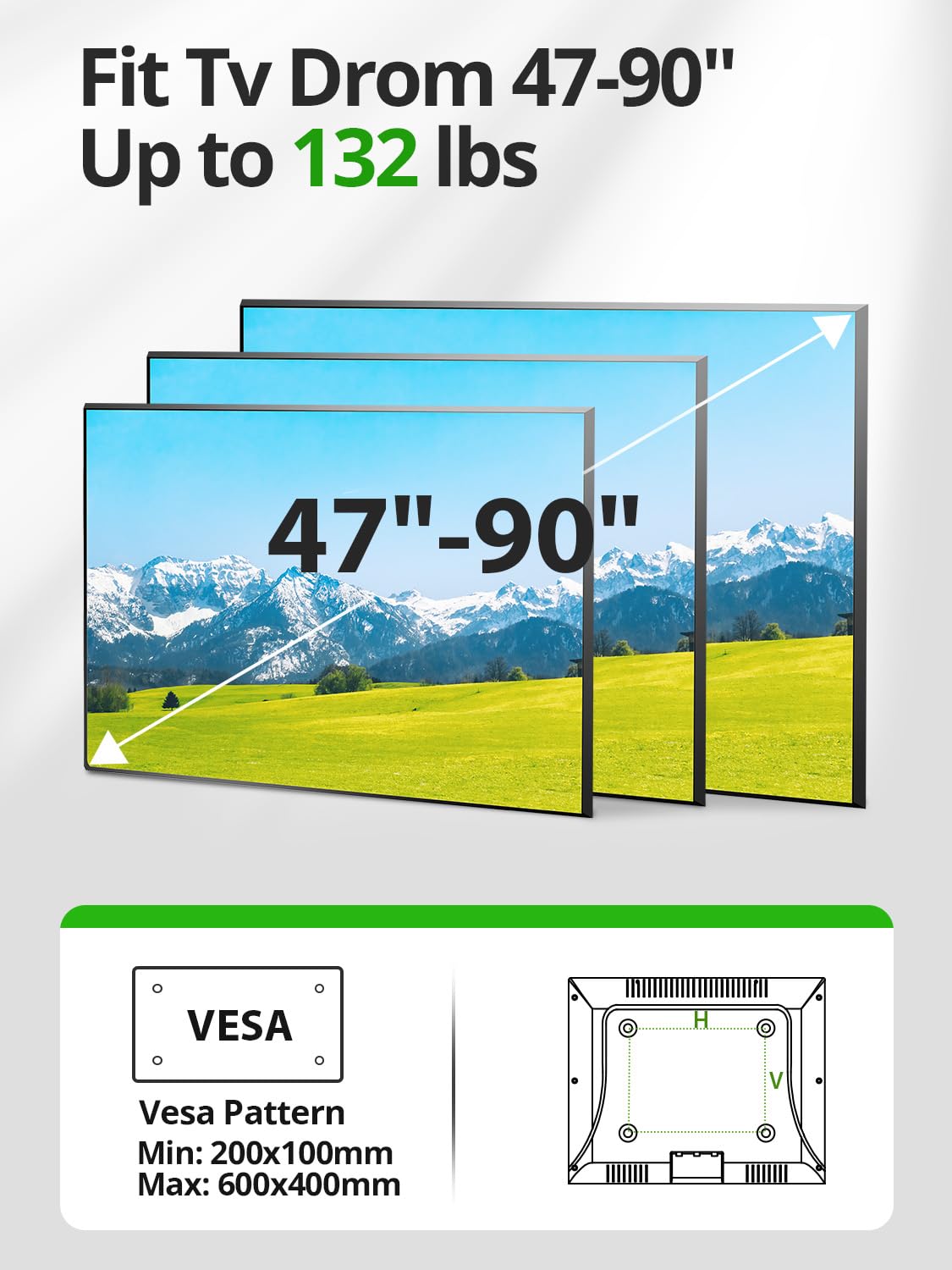 USX Mount Full Motion TV Wall Mount for 42-90 inch TV Holds up to 132lbs