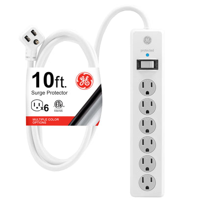 GE Surge Protector Power Strip, 2 Pack, 6 Ft Extension Cord
