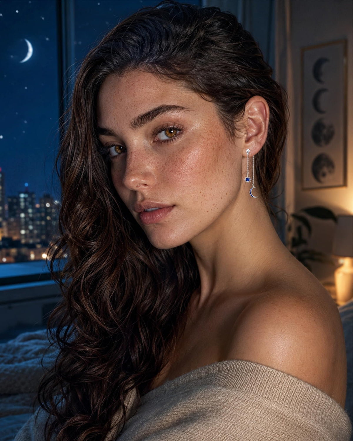 Moon and Star Dangle Earrings