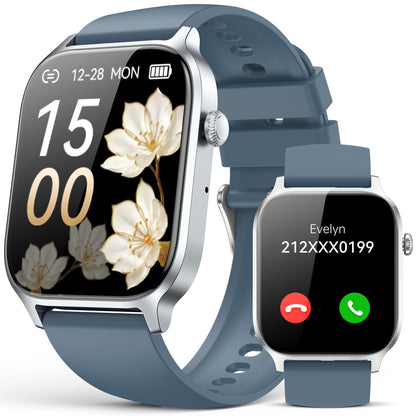 Smart Watch for Men Women- Answer/Make Call, 2024 IP68 Waterproof Fitness Tracker Watch with Sleep Step Counter Activity Smartwatch for Samsung Android iPhone iOS (Black-Blue, 1.83)