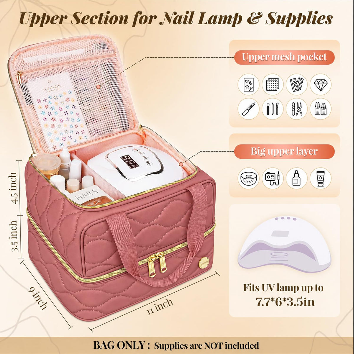 YOREPEK Nail Polish Bag Organizer Case Holds 56+ Bottles (15ml/0.5 fl.oz)