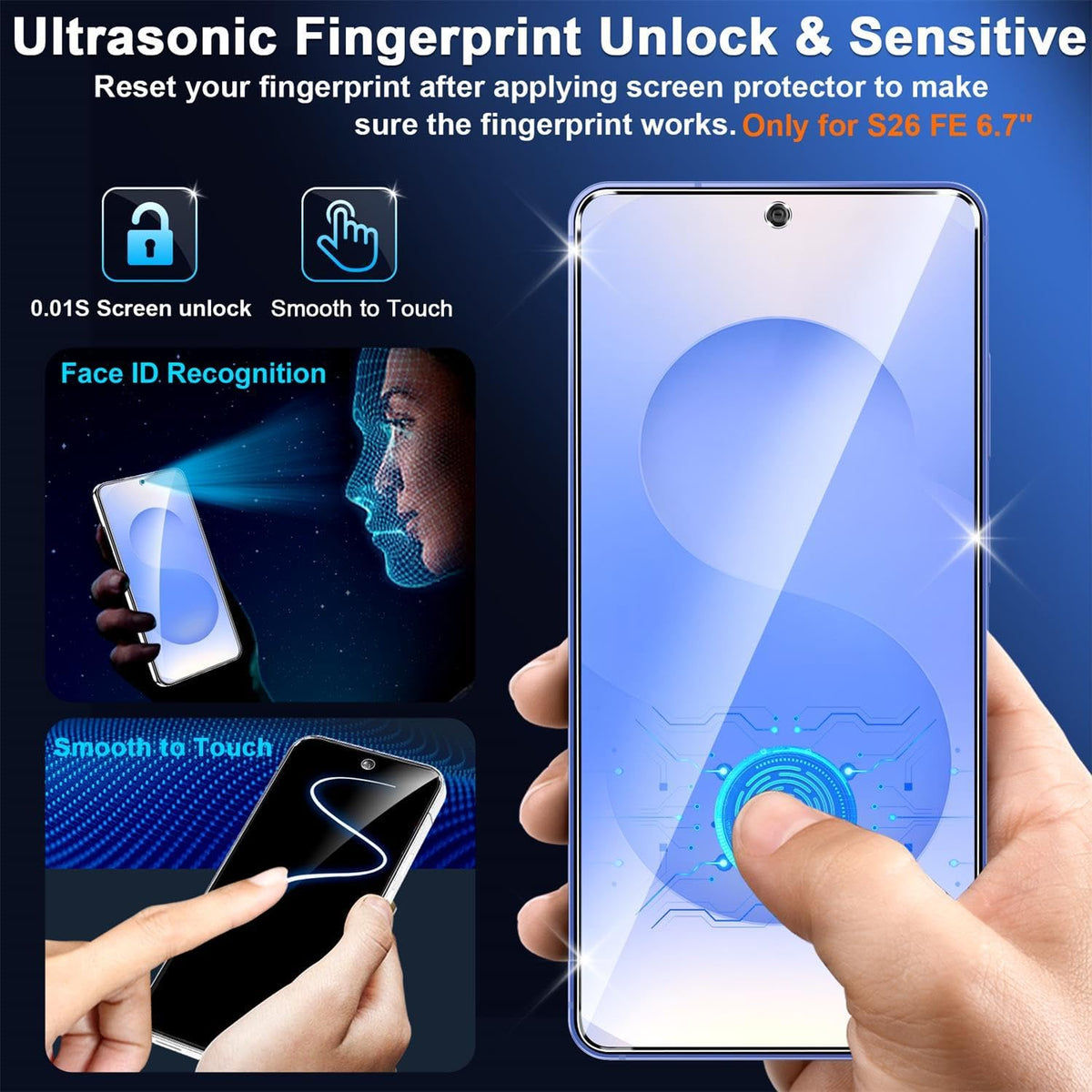 firtstnow 3 Pack for Samsung Galaxy S26 Ultra Screen Protector Tempered Glass + 3 Pack Camera Lens Protector, Military Grade Shatterproof, 9H Hardness, Fingerprint Unlock,Case Friendly 6.9 Inch