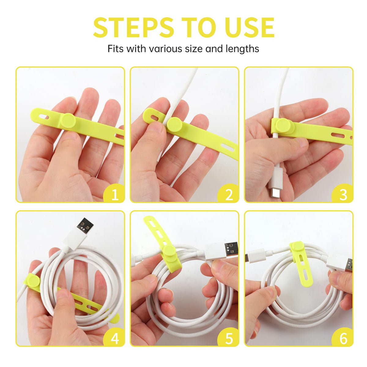 25 Pcs Silicone Cable Ties, Cable Ties Reusable, High Elasticity Cord Wraps for Electrical Cords, Cord Organizer for Earphone, Phone Charger(White)