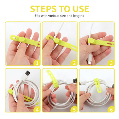 25 Pcs Silicone Cable Ties, Cable Ties Reusable, High Elasticity Cord Wraps for Electrical Cords, Cord Organizer for Earphone, Phone Charger(White)