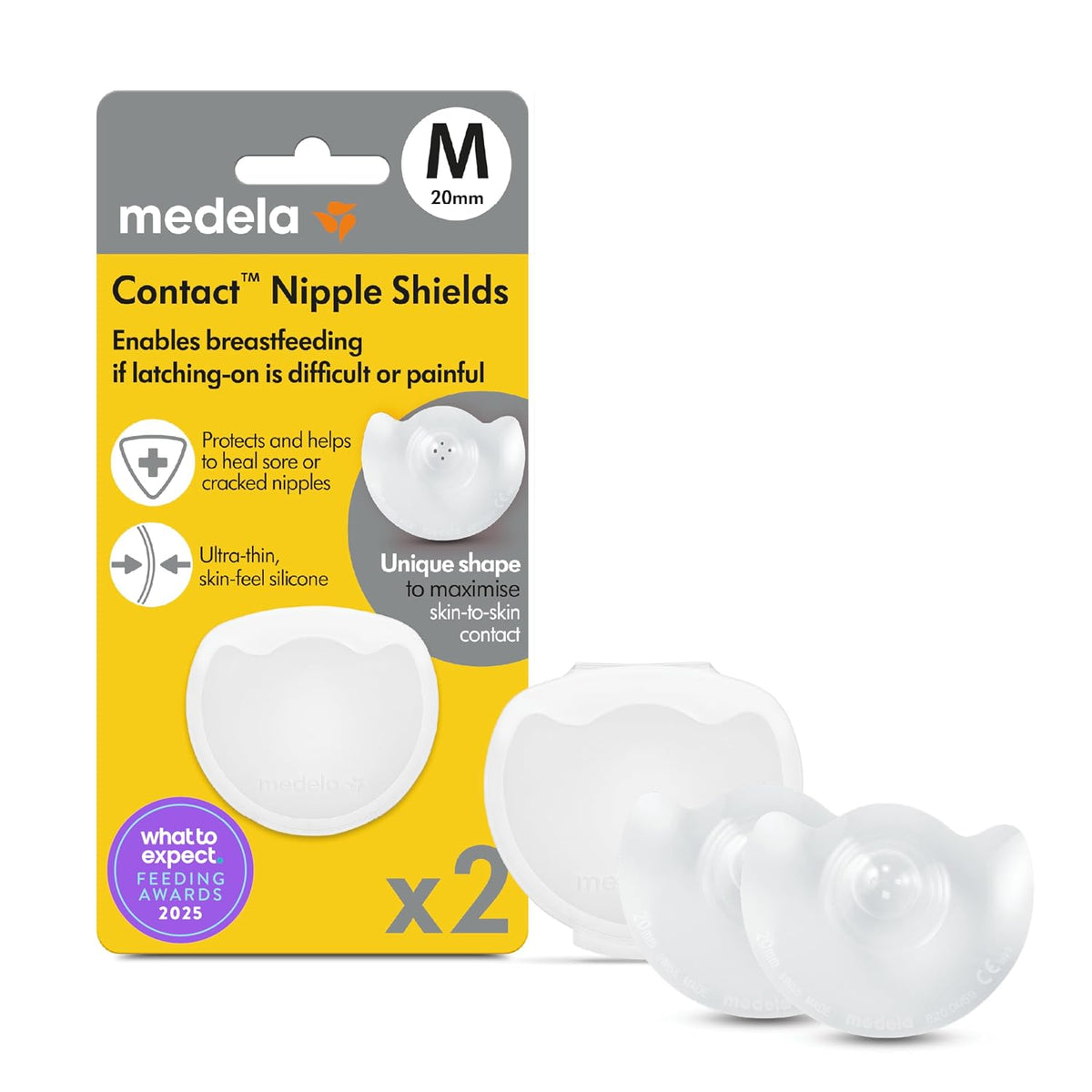Medela Contact Nipple Shields, For Breastfeeding Comfort, Size M 20mm, 2ct