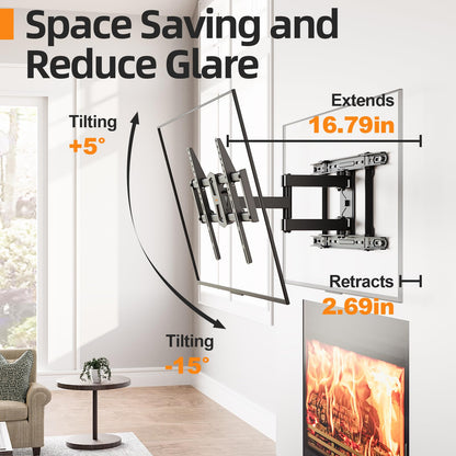 55 65 75 85 inch Tilting TV Wall Mount for 32-90 '' TVs, Low Profile TV Mount Bracket, Safe Lock & Quick Release,Max VESA 600x400mm, 24 inch Studs,132 lbs, Fit Most 55+ 75+ 85+ 86 TVs