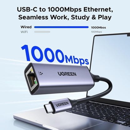 UGREEN USB C to Ethernet Adapter, Plug and Play 1Gbps Aluminum Adapter