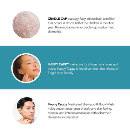 Happy Cappy Medicated Shampoo and Body Wash with Beanie Brush - 2 Pieces