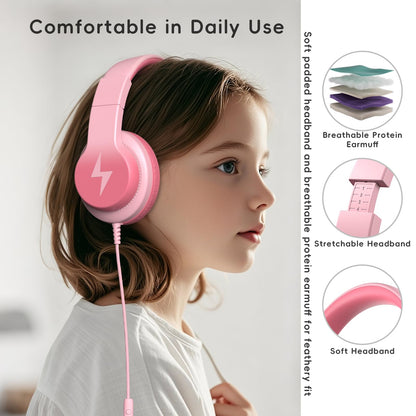 Candy Bila Wired Kids Headphones for School, Over-Ear for Boys Girls