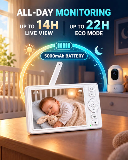 HelloBaby 6'' No WiFi Video Baby Monitor with Camera Audio, 30H Battery