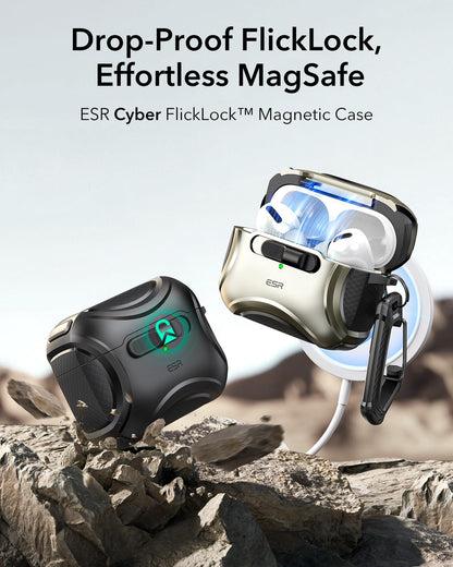 ESR for AirPods Pro 2 Case, Compatible with MagSafe, Cyber Series, Black