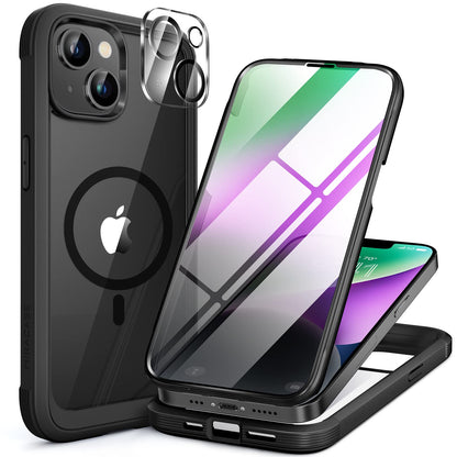 Miracase for iPhone 17e Case & iPhone 16e Case, Full-Body Phone with Built-in Glass Screen Protector, [Magnetic with MagSafe] Military Drop Proof 17 E/ 16 E Cover Bumper 6.1 inch, Black