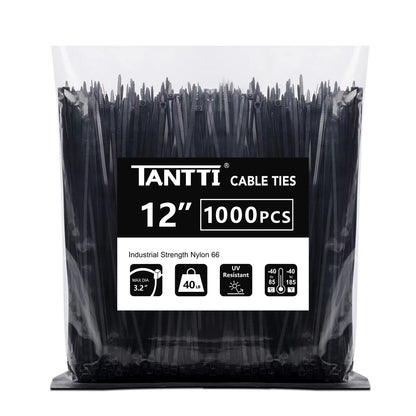 Zip Ties 4 inch (200 Pack), Small Zip Ties with 18 lb Tensile Strength, Black, by Tantti Supply